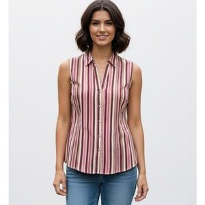 GOOD CLOTHES Vertical Striped Blouse, Women’s L, Pink Green White